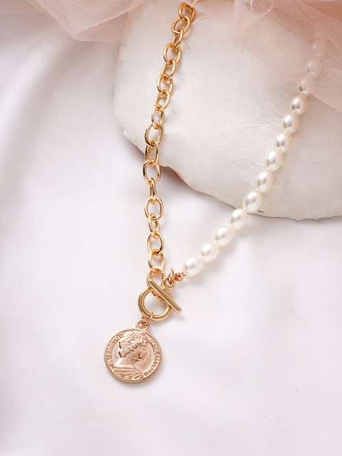 

BEWITCHED Women Gold-Toned & White Linked With Pearl Necklace