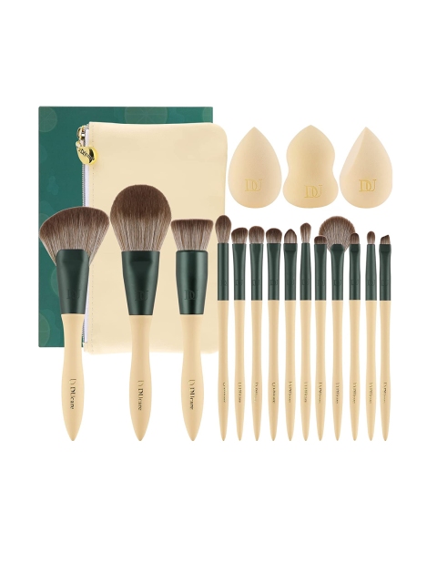

Ducare Women Set Of 14 PCs Makeup Brush & 3 PCs Makeup Sponge, Green