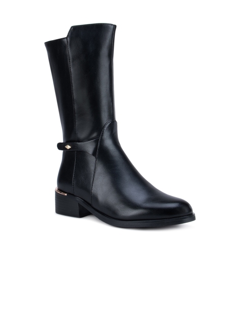 

ROSSO BRUNELLO Women Black Leather High-Top Block Heeled Boots w