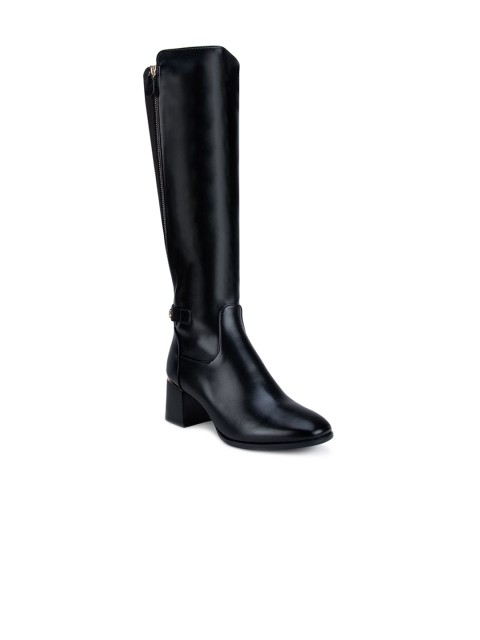 

ROSSO BRUNELLO Black Leather High-Top Block Heeled Boots