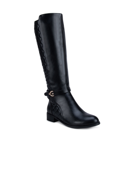 

ROSSO BRUNELLO Black Leather High-Top Block Heeled Boots