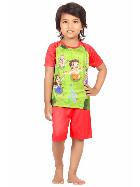 

Chhota Bheem Girls Red & Green Chhota Bheem Printed T-shirt with Shorts