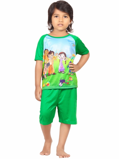 

Chhota Bheem Girls Green & Blue Chhota Bheem Printed T-shirt with Shorts