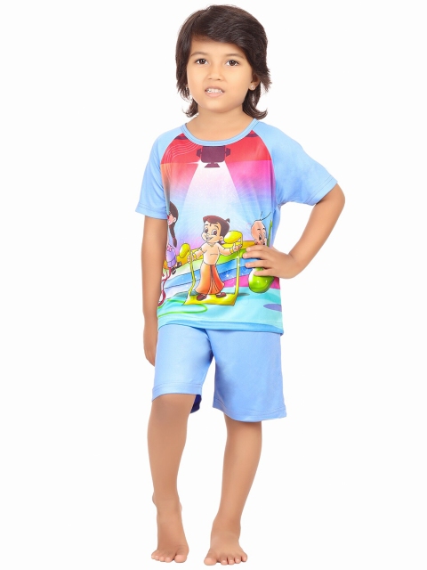 

Chhota Bheem Girls Blue & Pink Chhota Bheem Printed T-shirt with Shorts