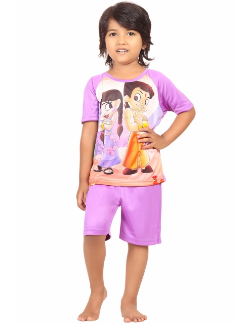 

Chhota Bheem Girls Purple & Orange Chhota Bheem Printed T-shirt with Shorts