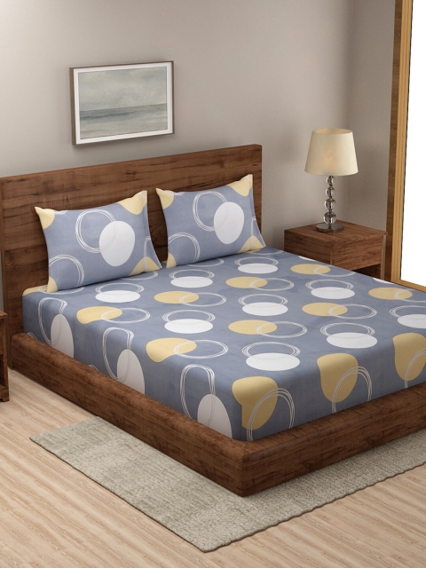 

TAG 7 Grey & Beige Geometric 210 TC King Bedsheet with 2 Pillow Covers