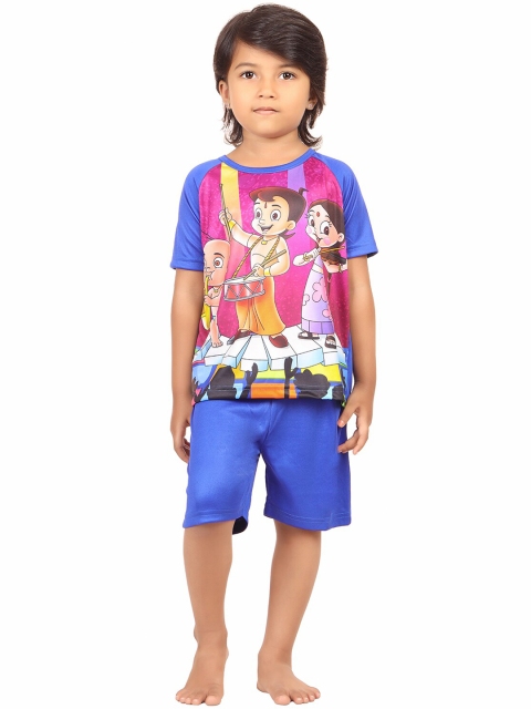 

Chhota Bheem Girls Blue & Magenta Printed T-shirt with Shorts
