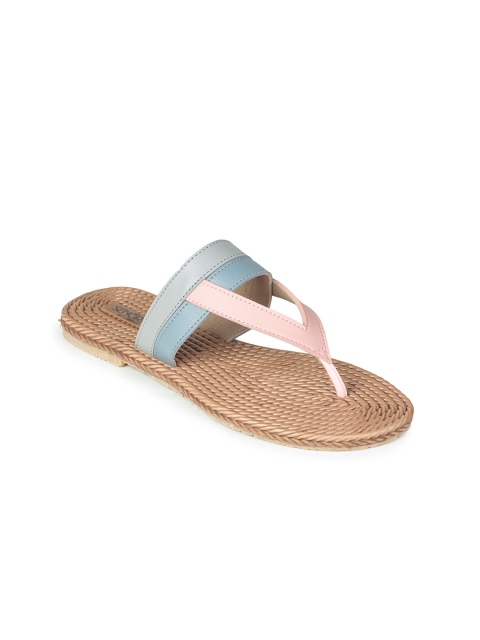 

Liberty Women Grey & Pink Colourblocked Rubber Thong Flip-Flops