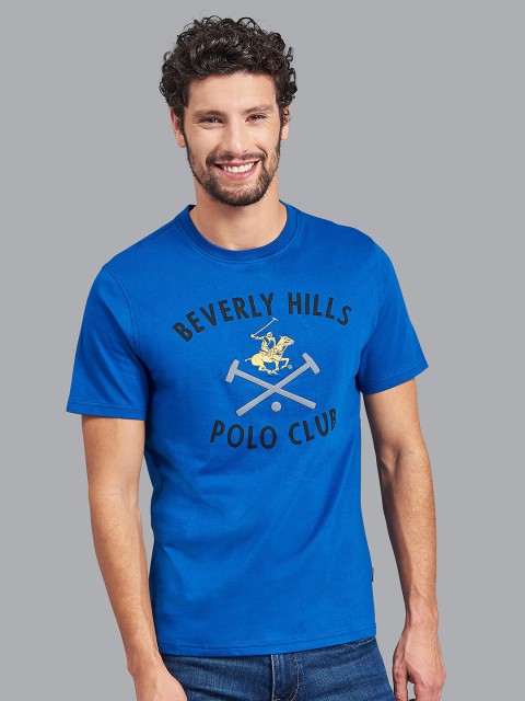 

Beverly Hills Polo Club Men Blue Brand Logo Printed Cotton T-shirt