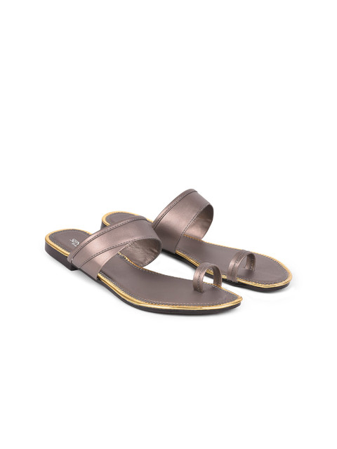 

Liberty Women Silver-Toned Solid Open Toe Flats