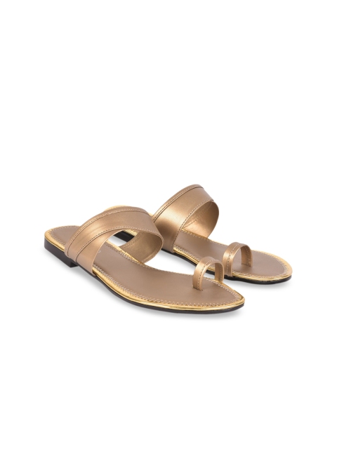 

Liberty Gold-Toned PU Flatform Sandals with Buckles