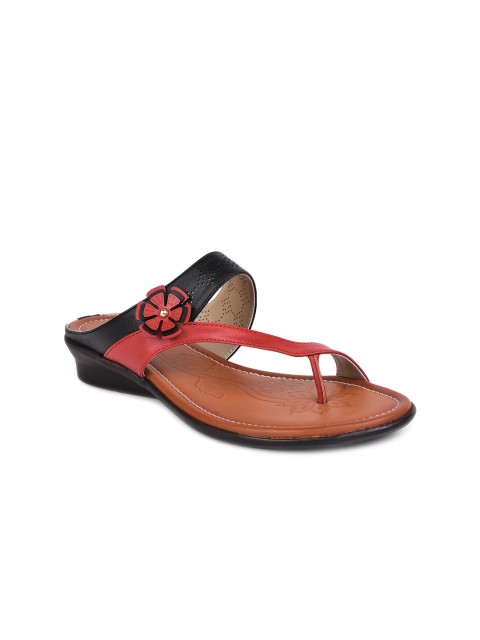 

Liberty Black & Red Colourblocked PU Wedge Sandals