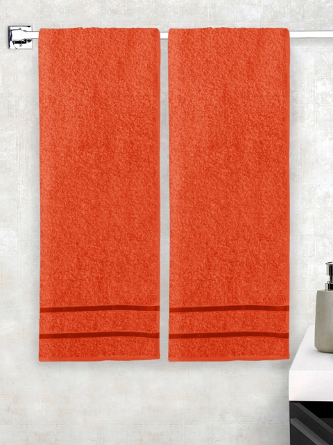 

Story@home Unisex Orange 450GSM Set Of 2 Cotton Bath Towel Set