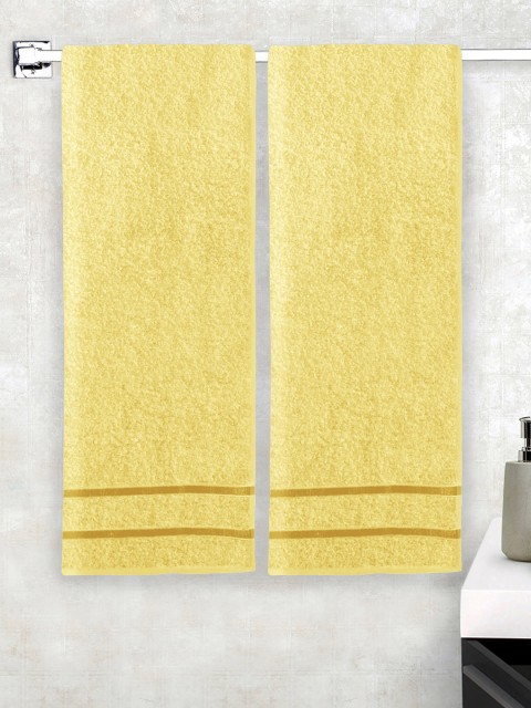 

Story@home Set Of 2 Yellow Solid Cotton 450 GSM Bath Towels
