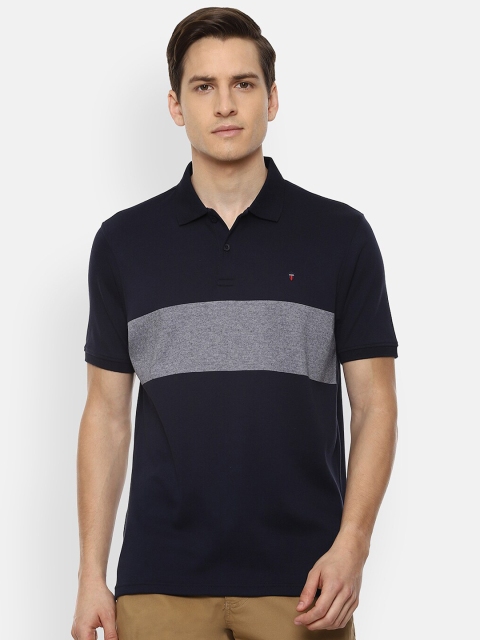 

Louis Philippe Sport Men Navy Blue & Grey Colourblocked Cotton Polo Collar T-shirt