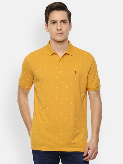 

Louis Philippe Sport Men Yellow Printed Polo Collar Pockets Slim Fit T-shirt