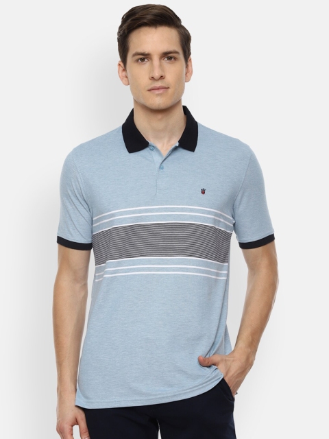 

Louis Philippe Sport Men Blue & White Striped Polo Collar Slim Fit T-shirt