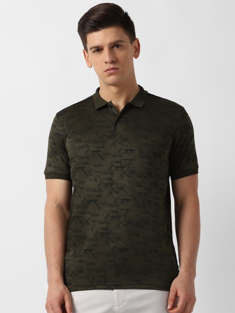 

Louis Philippe Sport Men Olive Green Printed Polo Collar Slim Fit T-shirt