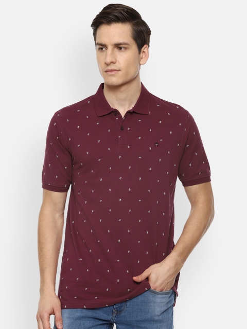 

Louis Philippe Sport Men Maroon Printed Polo Collar Slim Fit T-shirt