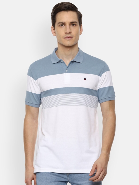 

Louis Philippe Sport Men White Striped Polo Collar Applique Slim Fit T-shirt