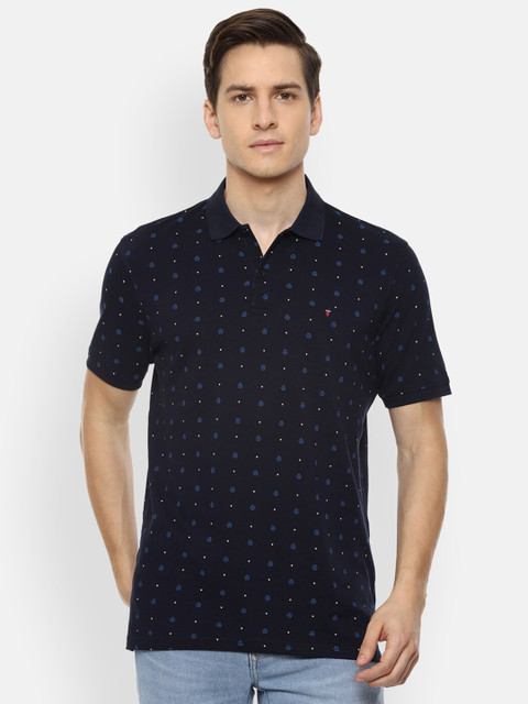 

Louis Philippe Sport Men Navy Blue Printed Polo Collar Slim Fit T-shirt