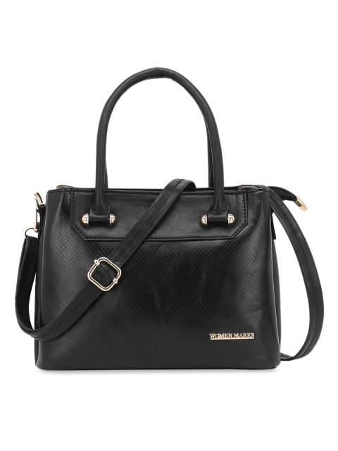 

WOMEN MARKS Black Textured PU Structured Handheld Bag