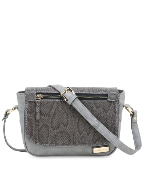 

WOMEN MARKS Women Grey Animal PU Structured Sling Bag with Cut Work