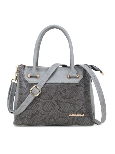 

WOMEN MARKS Grey PU Swagger Handheld Bag with Cut Work