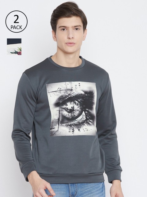

armure Pack of 2 Men Printed Sweatshirts, Grey