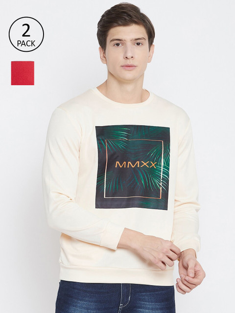 

armure Men Cream-Coloured Printed Sweatshirt