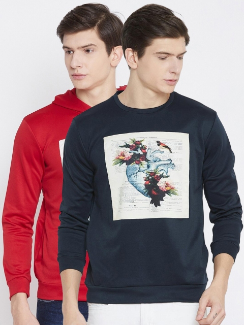 

armure Men Pack of 2 Printed Sweatshirt, Red
