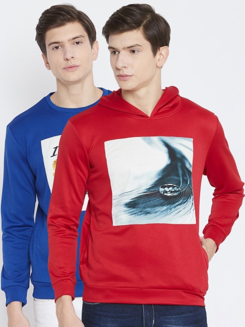 

armure Men Pack Of 2 Red & Blue Printed Sweatshirt