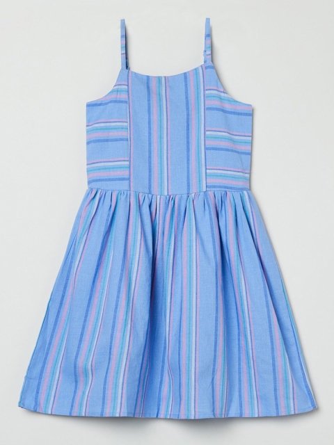 

max Blue Striped A-Line Dress