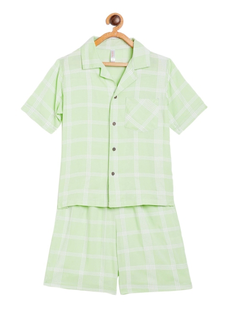 

Stylo Bug Girls Green & White Checked Night suit
