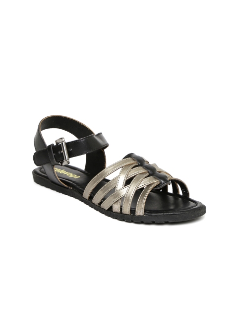

Solovoga Women Black & Metallic Colourblocked Flats