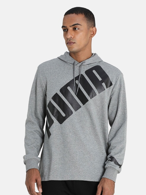 

Puma Men Grey Brand Logo Printed Hooded Sweatshirt