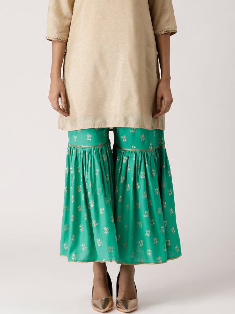 

Libas Women Green Floral Printed Ethnic Sharara