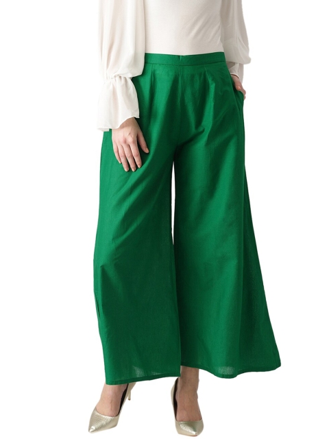 

Libas Women Green Solid Wide Leg Palazzo