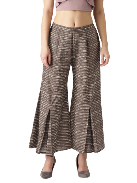 

Libas Women Grey & White Striped Flared Palazzos