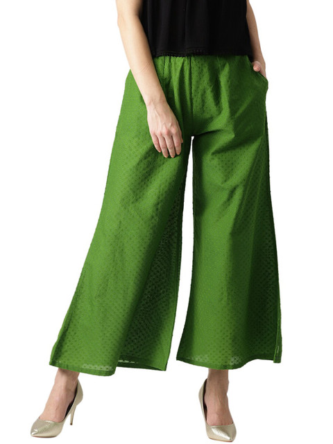 

Libas Women Green Solid Wide Leg Palazzo