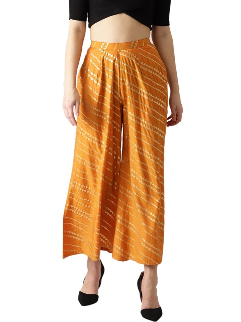 

Libas Women Orange & Gold-Toned Printed Palazzos With Both Side Pocket