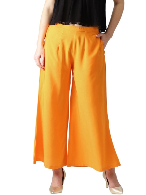 

Libas Women Orange Crepe Ethnic Palazzos With Both Side Pockets