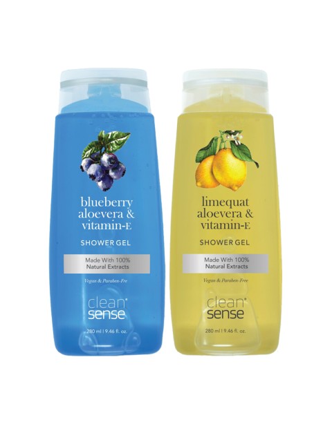 

cleansense Set Of 2 Blueberry & Limequat Shower Gels 560ml, Blue