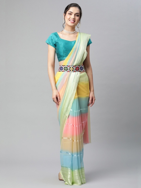 

OM SAI LATEST CREATION Multicoloured Striped Saree, Multi