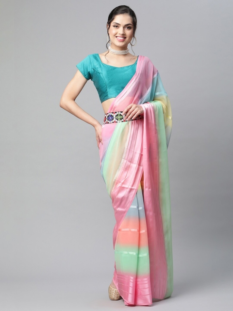 

OM SAI LATEST CREATION Pink & Blue Striped Saree