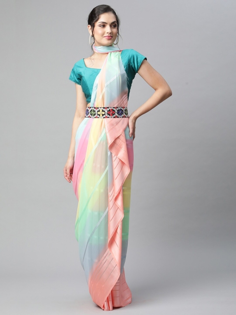 

OM SAI LATEST CREATION Multicoloured Striped Saree, Multi
