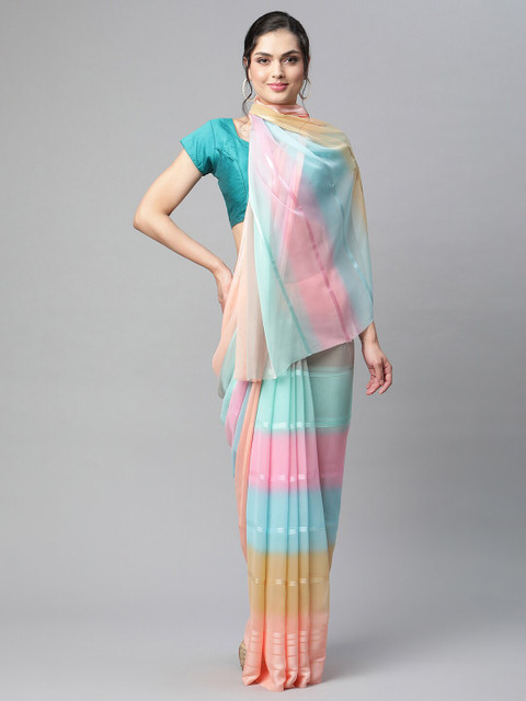 

OM SAI LATEST CREATION Multicoloured Striped Saree, Multi