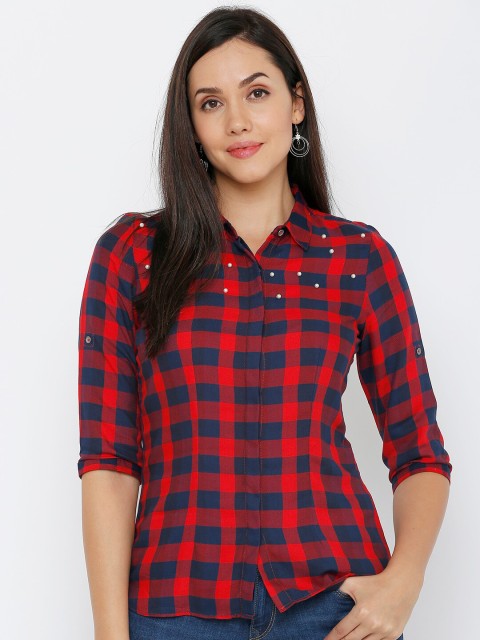 

Kraus Jeans Women Red Buffalo Checks Casual Shirt