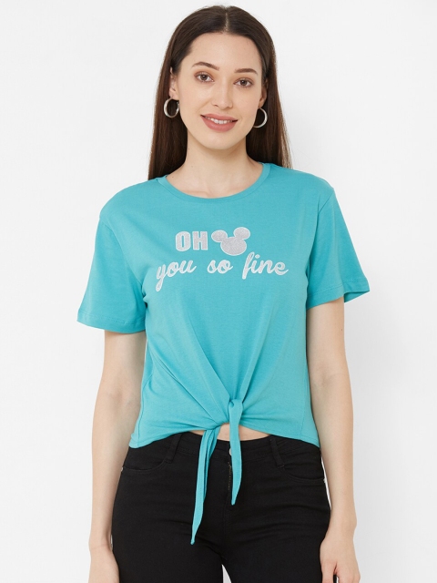 

Kraus Jeans Women Blue Typography Printed Pure Cotton T-shirt
