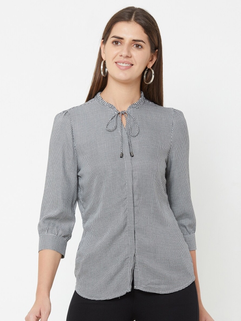 

Kraus Jeans Women Black Self Design Casual Shirt
